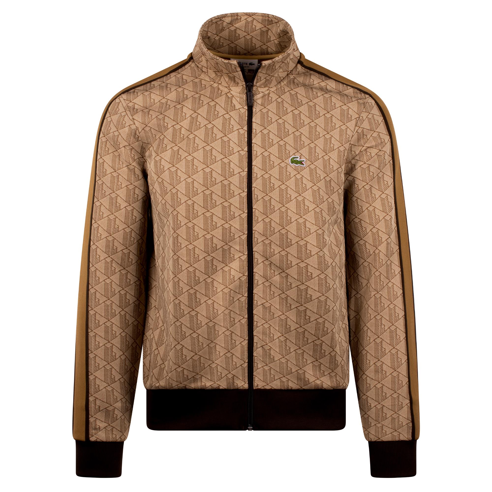 Mens Lacoste Paris Jacquard Monogram Zipped Sweatshirt Croissant